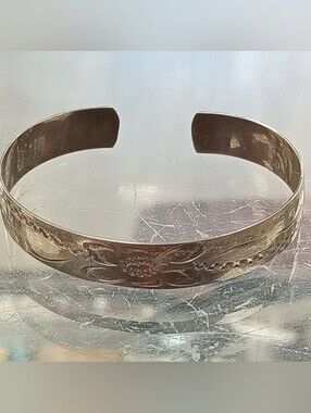 Sterling Silver Engraved Open Cuff Infants Bracelet